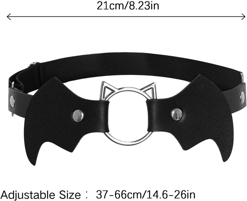 Sucrain 2pcs Adjustable Bat-Shaped Leg Garter,Elastic Belt Punk Gothic Thigh Ring Garter for Cosplay, Spike Party - Image 4